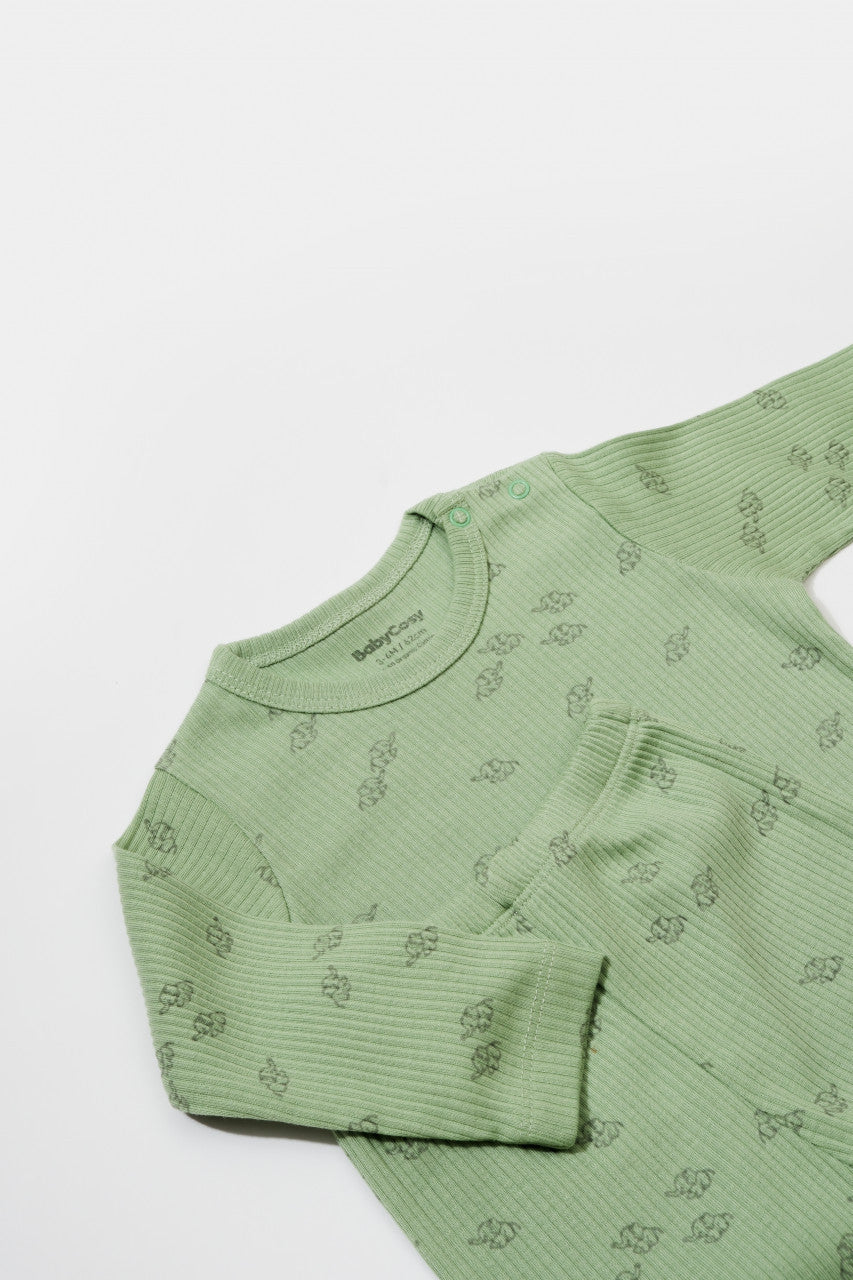 Set 3 piese:bluza, pantaloni si caciulita Printed, BabyCosy, 50% modal+50% bumbac,